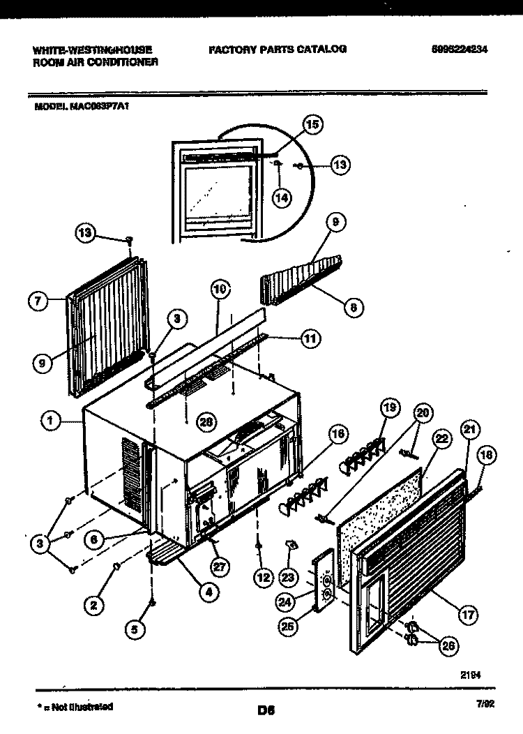 CABINET PARTS Diagram and Parts List for MAC063P7A1  Frigidaire Air Conditioner