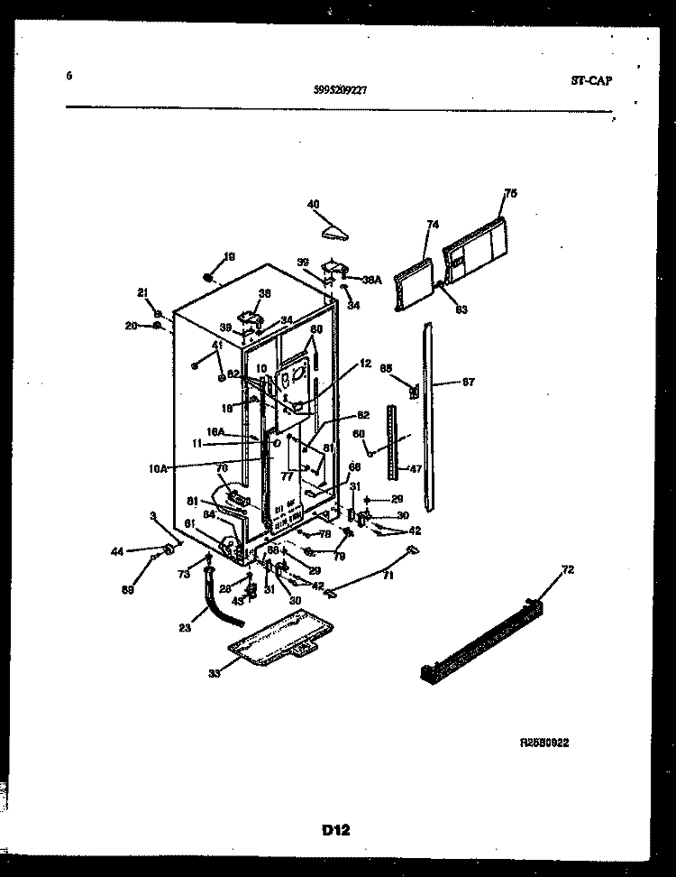 CABINET PARTS Diagram and Parts List for RS22F5WX1B  Gibson Refrigerator