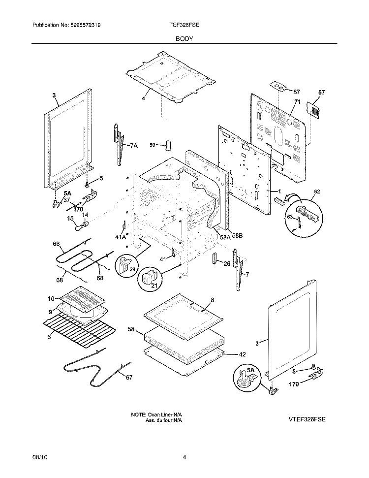 BODY Diagram and Parts List for TEF326FSE  Tappan Range