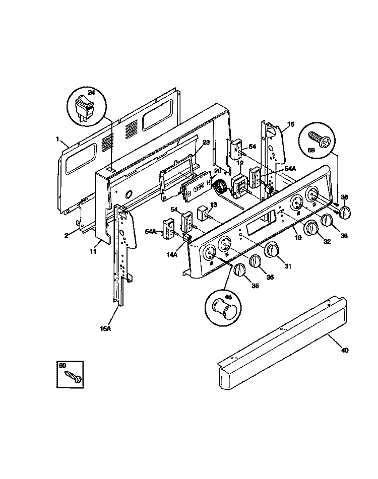 BACKGUARD Diagram and Parts List for FEF322CCTB  Frigidaire Range