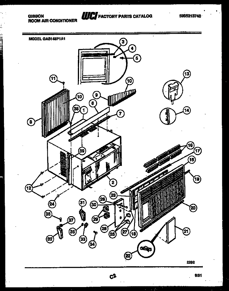 BACKGUARD Diagram and Parts List for CGC3M2DXD  Gibson Range