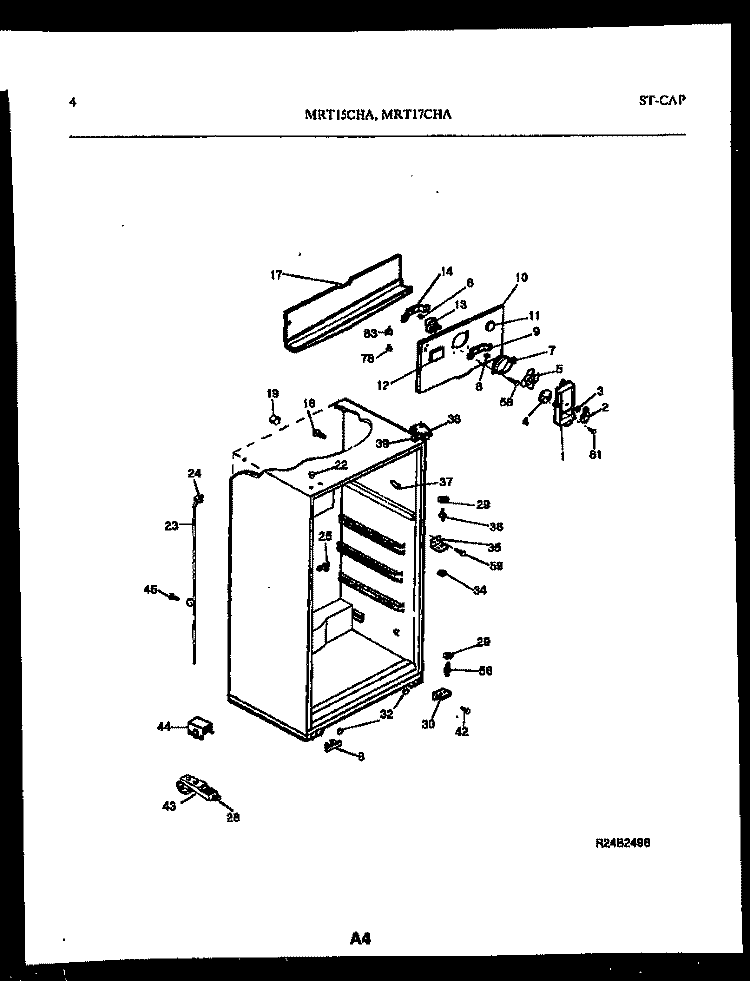 CABINET PARTS Diagram and Parts List for MRT17CHAY0-23  Tappan Refrigerator