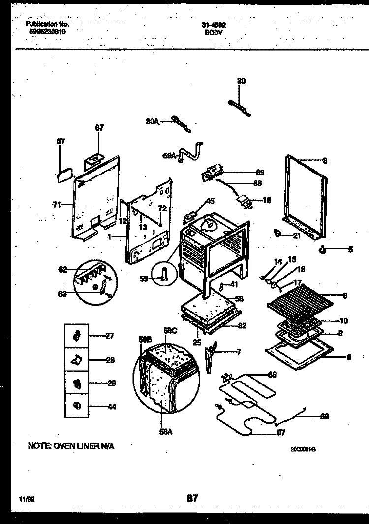 BODY PARTS Diagram and Parts List for 31-4592-00-01  Tappan Range