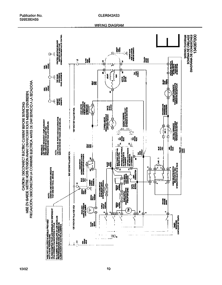 WIRING DIAGRAM Diagram and Parts List for GLER642AS3  Frigidaire Dryer