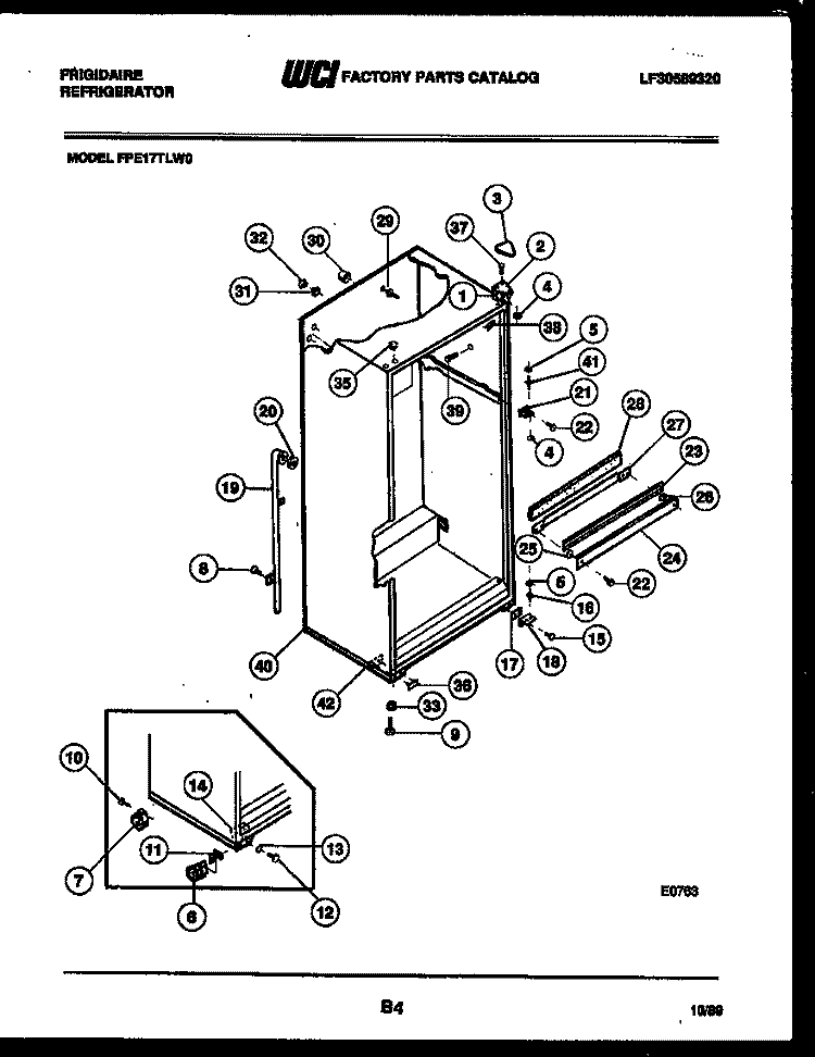 CABINET PARTS Diagram and Parts List for FPE17TLA0  Frigidaire Refrigerator