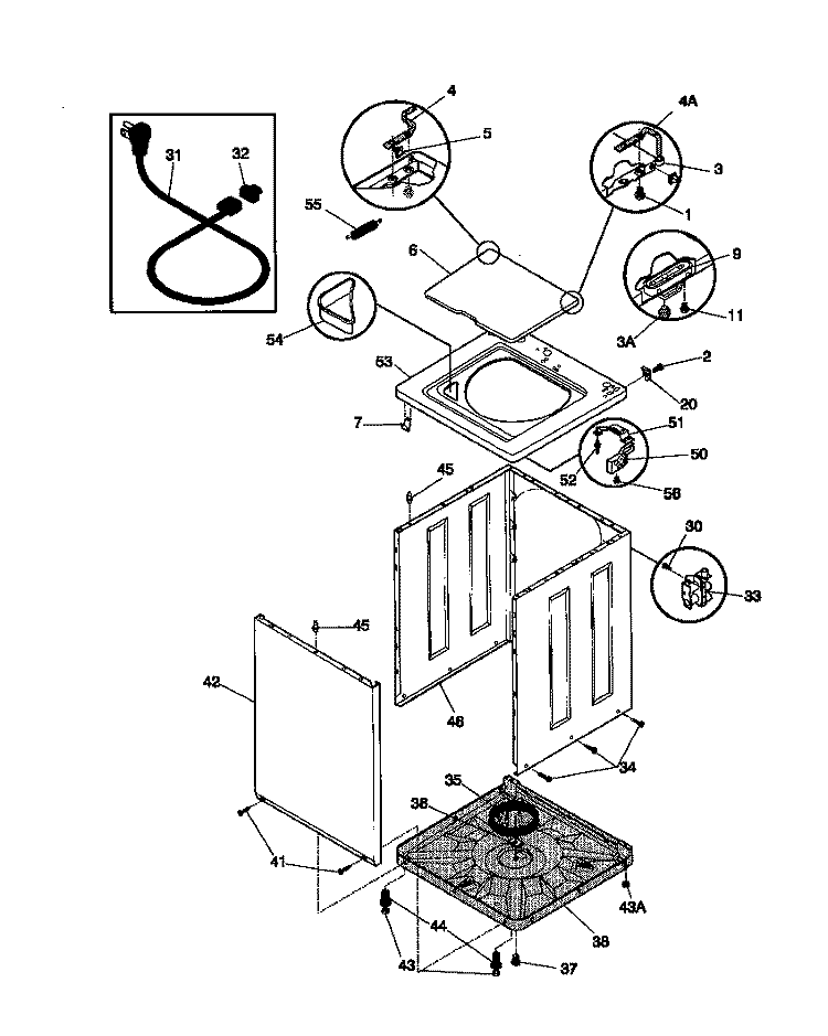 CABINET / TOP Diagram and Parts List for F21C645CS1  Frigidaire Washer