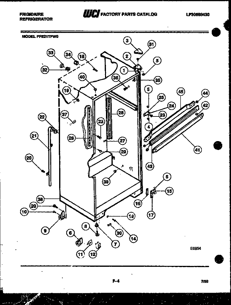 CABINET PARTS Diagram and Parts List for FPE21TFA0  Frigidaire Refrigerator