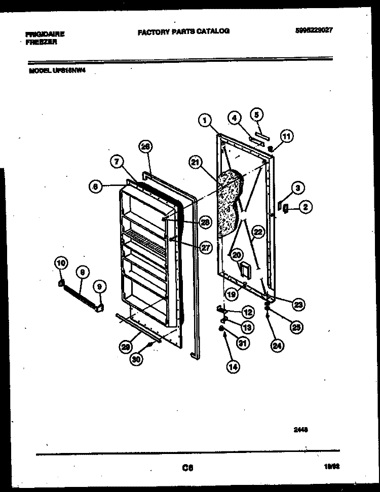 DOOR PARTS Diagram and Parts List for UFS16NW4  Frigidaire Freezer