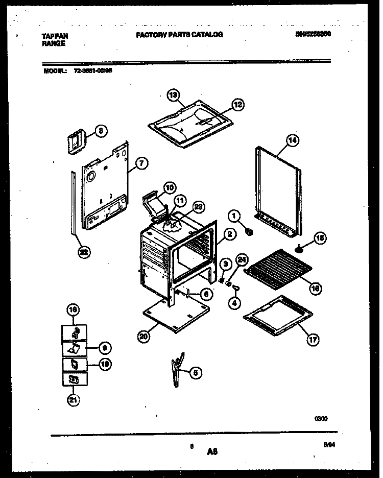 LOWER BODY PARTS Diagram and Parts List for 72-3651-23-05  Tappan Range