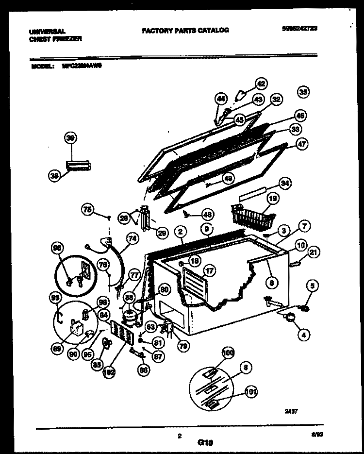 CHEST FREEZER PARTS Diagram and Parts List for MFC23M4AW0  Frigidaire Freezer