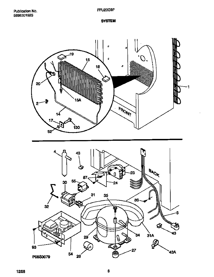 SYSTEM Diagram and Parts List for FFU20G9FW1  Frigidaire Freezer