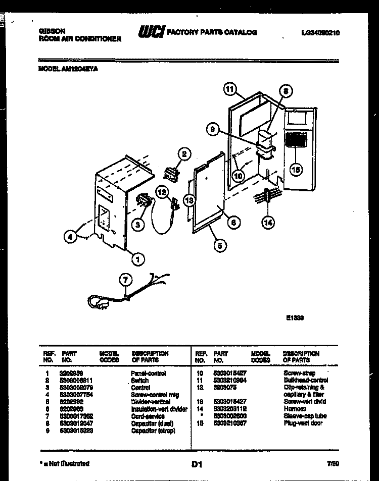 ELECTRICAL PARTS Diagram and Parts List for AM12C4EYA  Gibson Air Conditioner