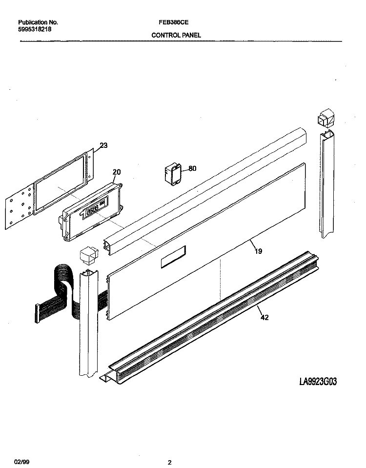 CONTROL PANEL Diagram and Parts List for FEB386CEBG  Frigidaire Wall Oven