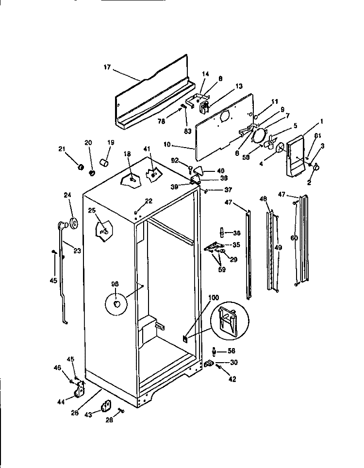 CABINET W / FAN ASSEMBLY Diagram and Parts List for MRT21TNBW1  Gibson Refrigerator
