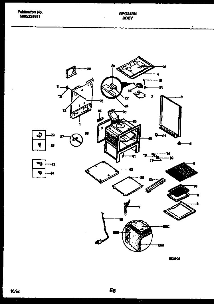BODY PARTS Diagram and Parts List for GPG34BNL6  Frigidaire Range