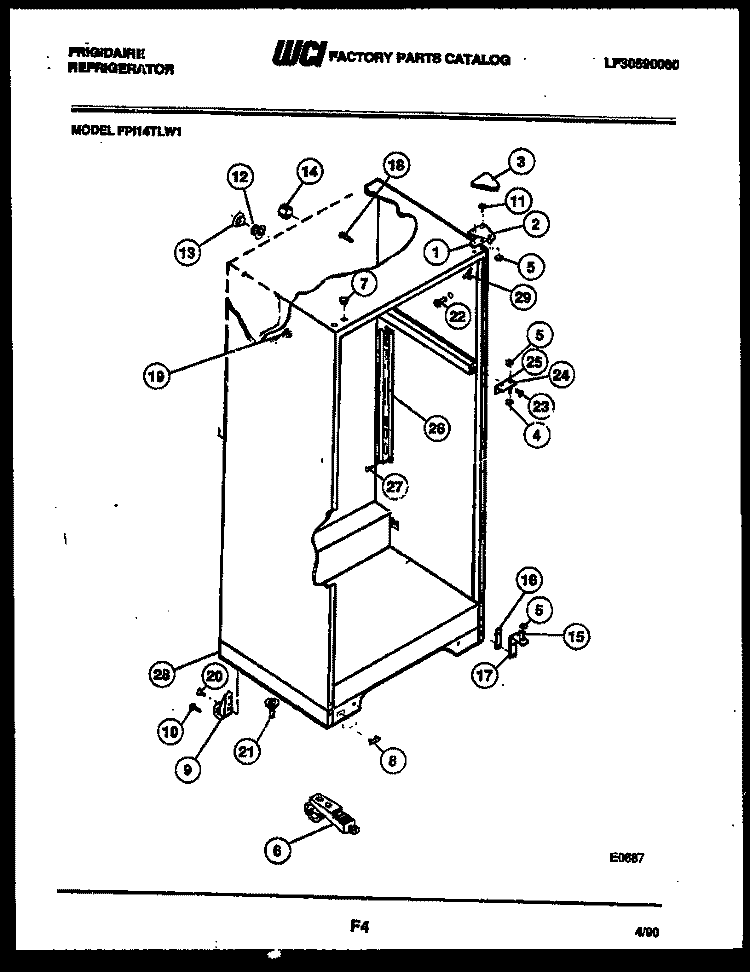 CABINET PARTS Diagram and Parts List for FPI14TLL1  Frigidaire Refrigerator