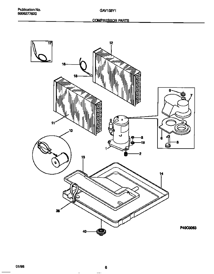 COMPRESSOR PARTS Diagram and Parts List for GAV158Y1A1  Gibson Air Conditioner