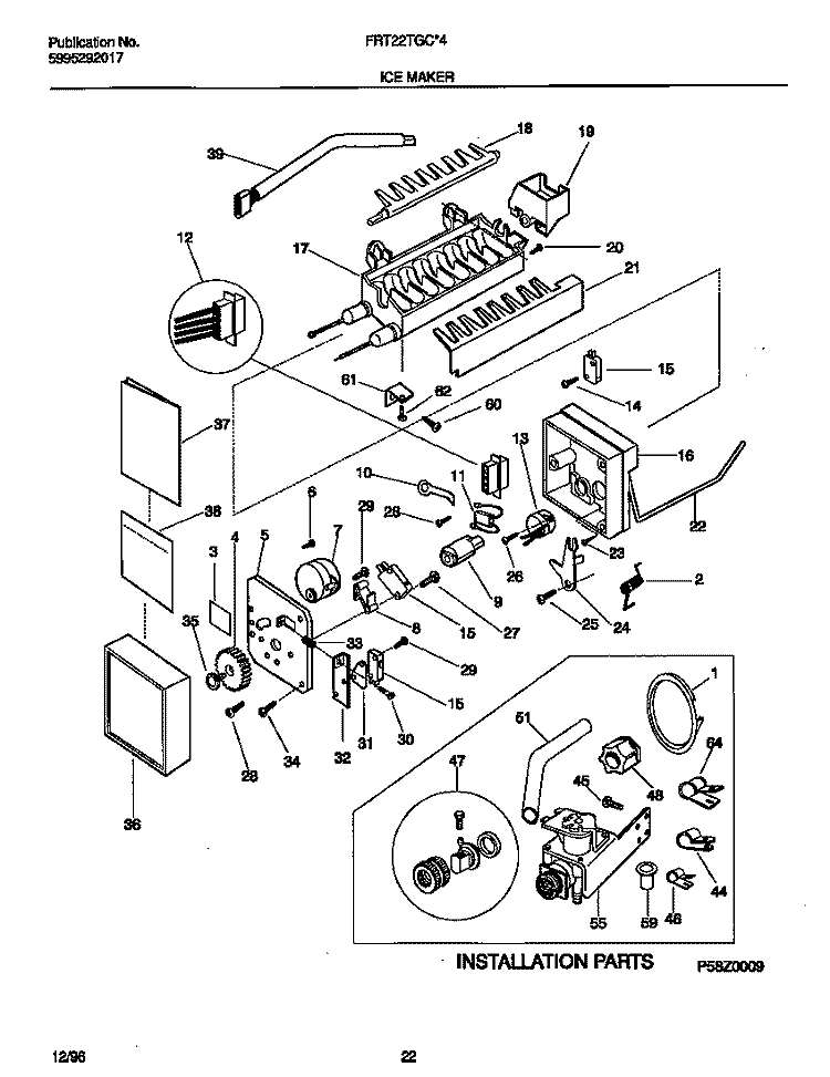 WIRING DIAGRAM Diagram and Parts List for FRT22RGCW4  Frigidaire Refrigerator