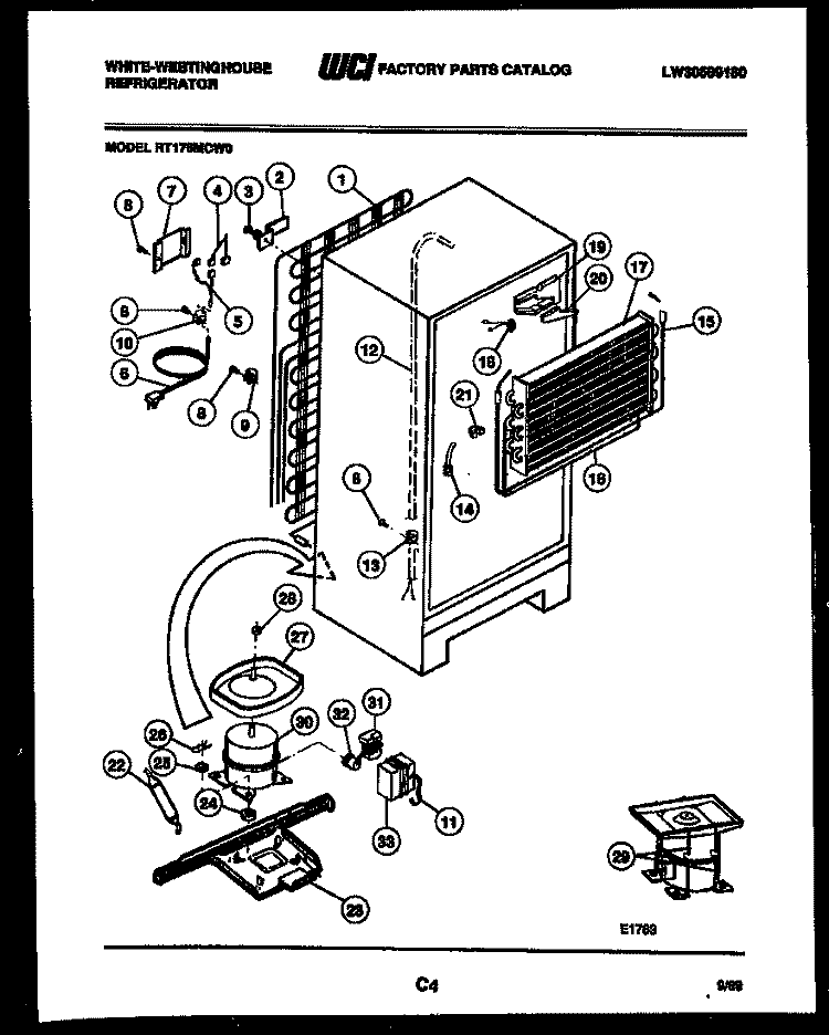 SYSTEM AND AUTOMATIC DEFROST PARTS Diagram and Parts List for RT176MCW0  Frigidaire Refrigerator