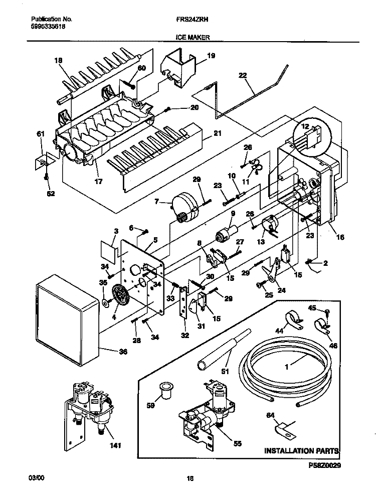 ICE MAKER Diagram and Parts List for FRS24ZRHB3  Frigidaire Refrigerator