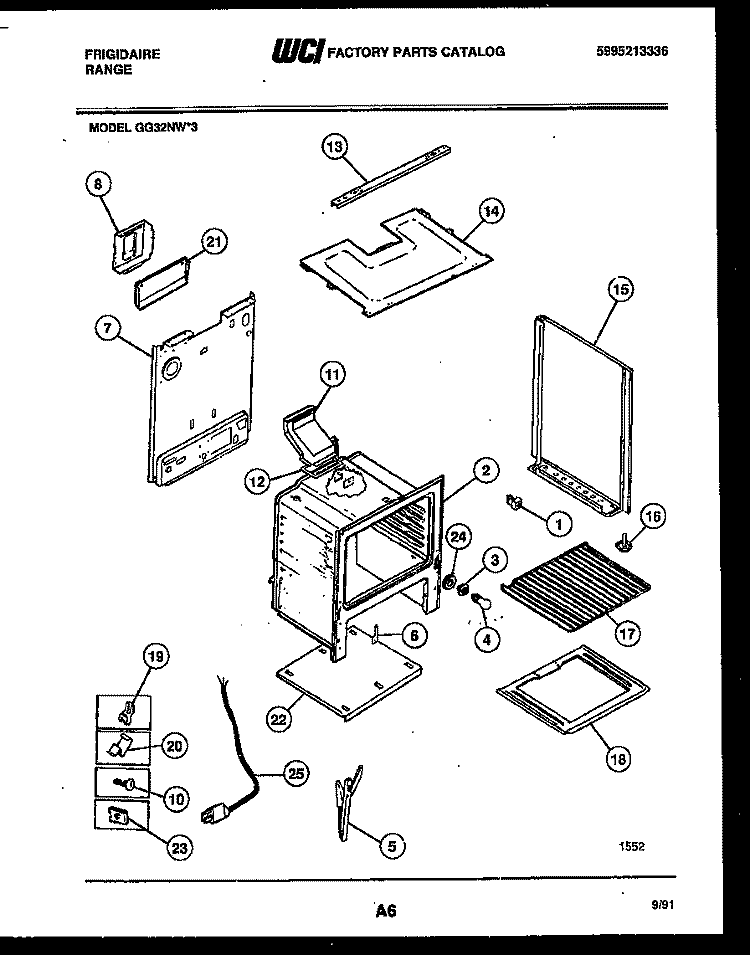 BODY PARTS Diagram and Parts List for GG32NW3  Frigidaire Range