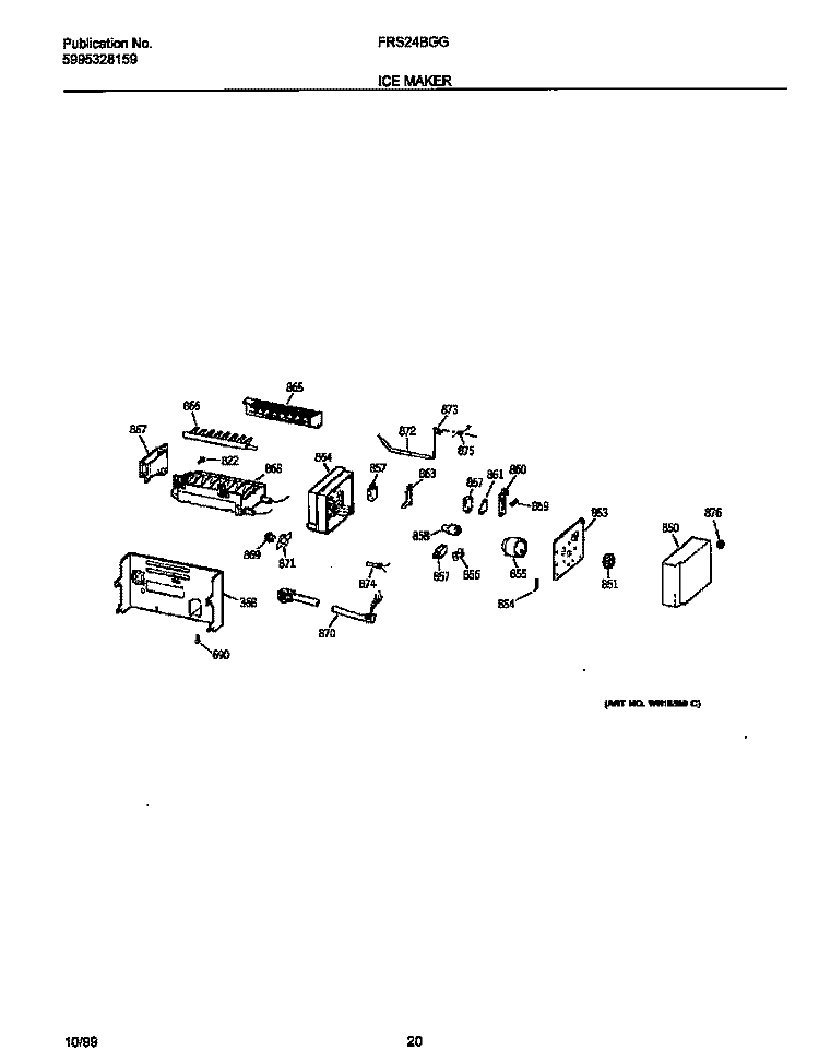 ICE MAKER Diagram and Parts List for FRS24BGGW4  Frigidaire Refrigerator