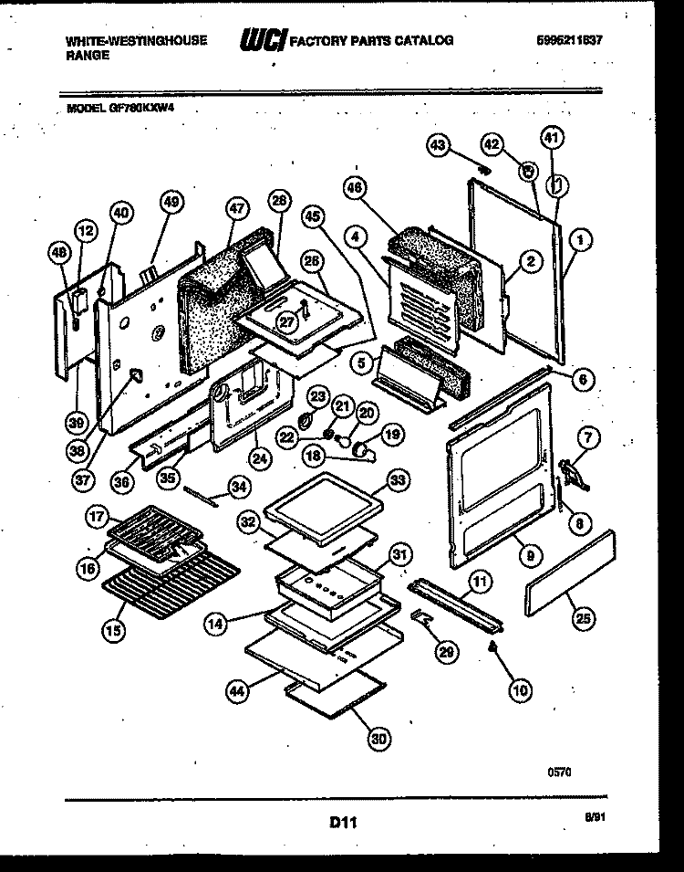 BODY PARTS Diagram and Parts List for GF780KXD4  Frigidaire Range