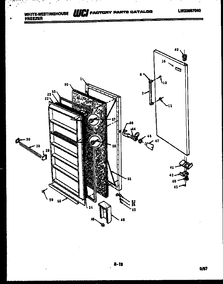 DOOR PARTS Diagram and Parts List for FU168JRW3  Frigidaire Freezer