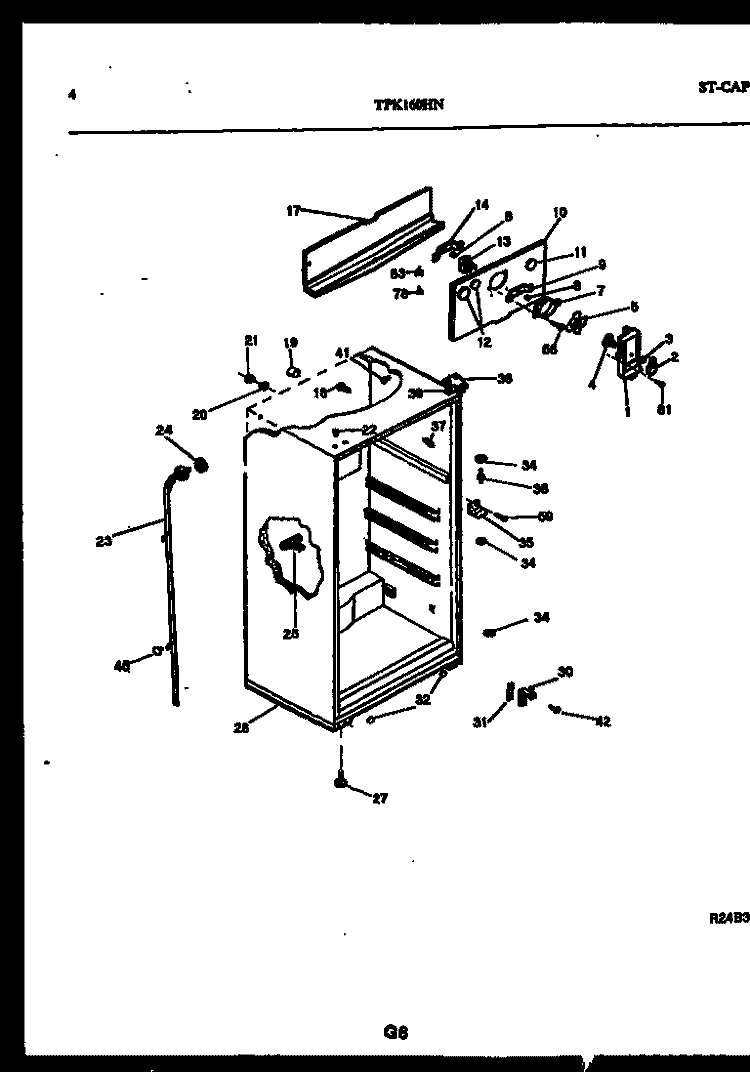 CABINET PARTS Diagram and Parts List for TPK160HN2W  Kelvinator Refrigerator