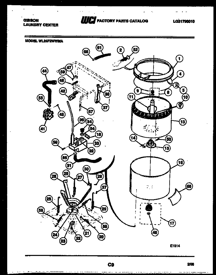 TUB DETAIL Diagram and Parts List for WL24F2WWMA  Gibson Washer