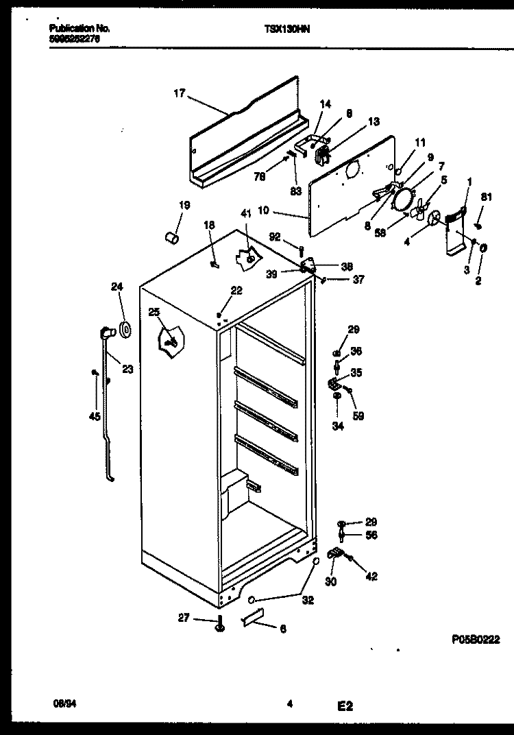 CABINET PARTS Diagram and Parts List for TSX130HN2D  Kelvinator Refrigerator