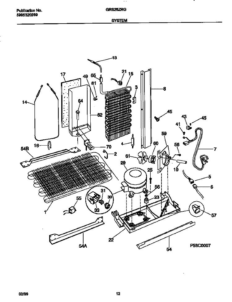 SYSTEM Diagram and Parts List for GRS26ZRGW5  Gibson Refrigerator