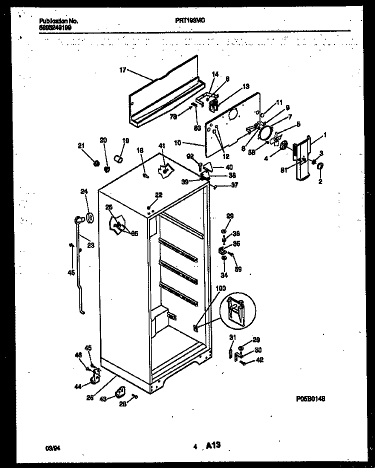 CABINET PARTS Diagram and Parts List for PRT193MCH4  Frigidaire Refrigerator