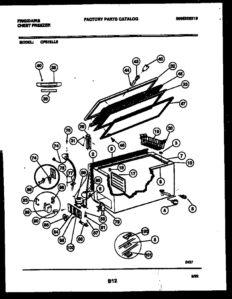 CHEST FREEZER PARTS Diagram and Parts List for CFS18LL8  Frigidaire Freezer