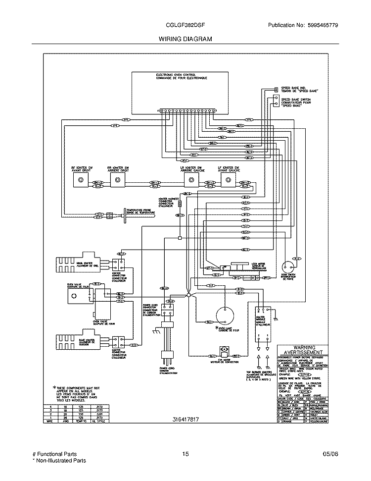 WIRING DIAGRAM Diagram and Parts List for CGLGF382DSF  Frigidaire Range