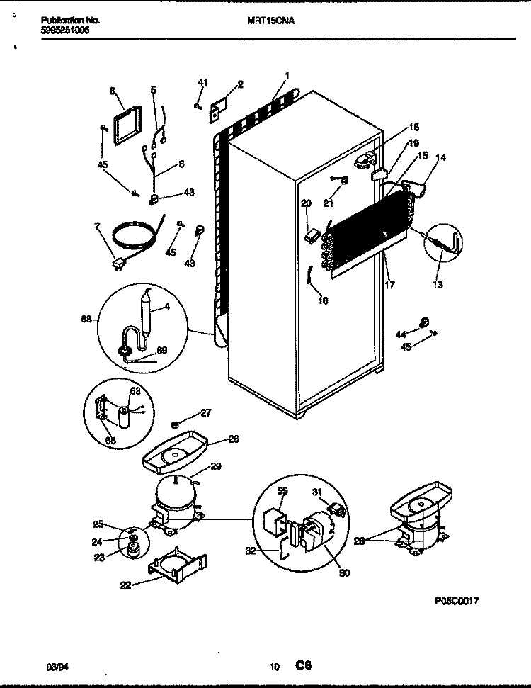 SYSTEM AND AUTOMATIC DEFROST PARTS Diagram and Parts List for MRT15CNAW0  Frigidaire Refrigerator