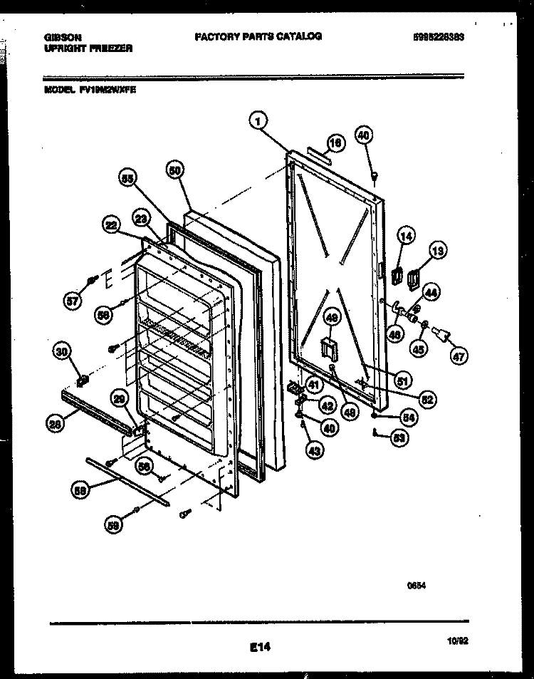 DOOR PARTS Diagram and Parts List for FV19M2WXFE  Gibson Freezer