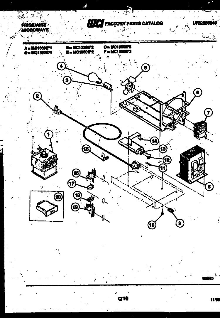 POWER CONTROL Diagram and Parts List for MC1360E3  Frigidaire Microwave