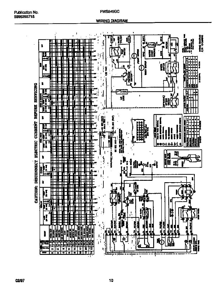 WIRING DIAGRAM Diagram and Parts List for FWS845GCS4  Frigidaire Washer
