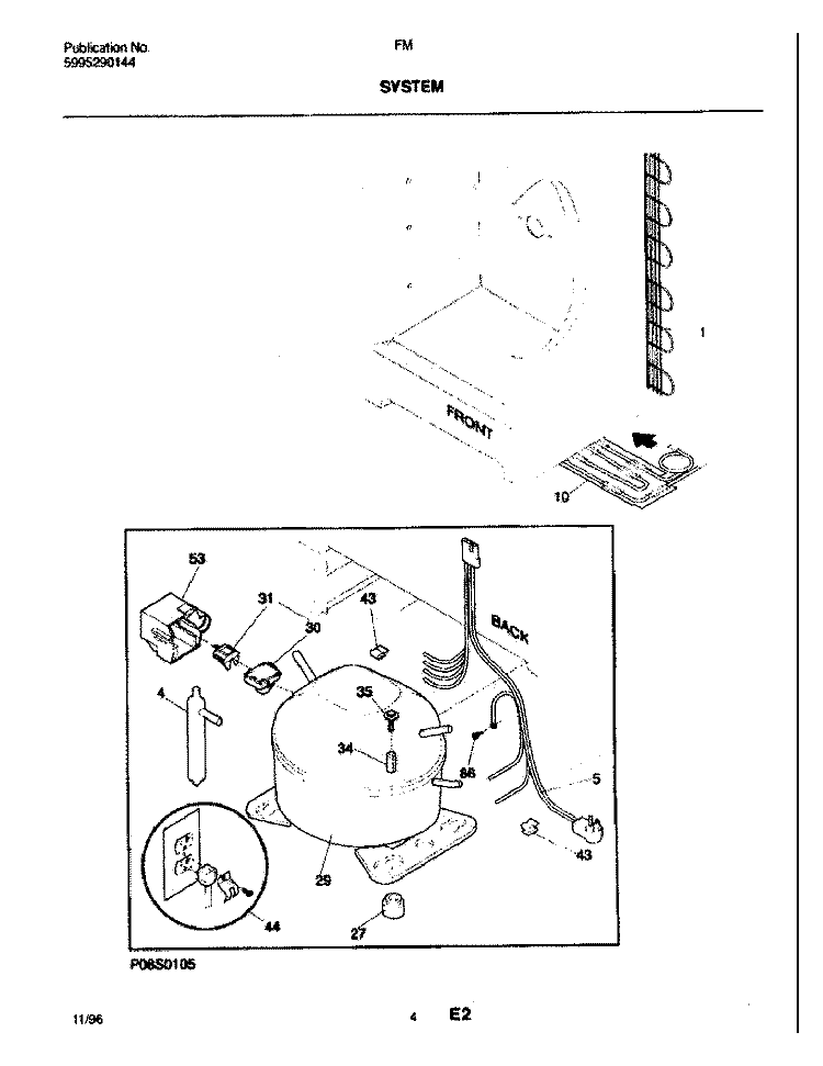 SYSTEM Diagram and Parts List for FMW1  Frigidaire Freezer
