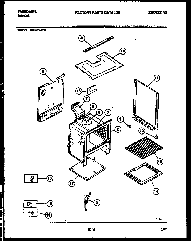 BODY PARTS Diagram and Parts List for G30PNL6  Frigidaire Range