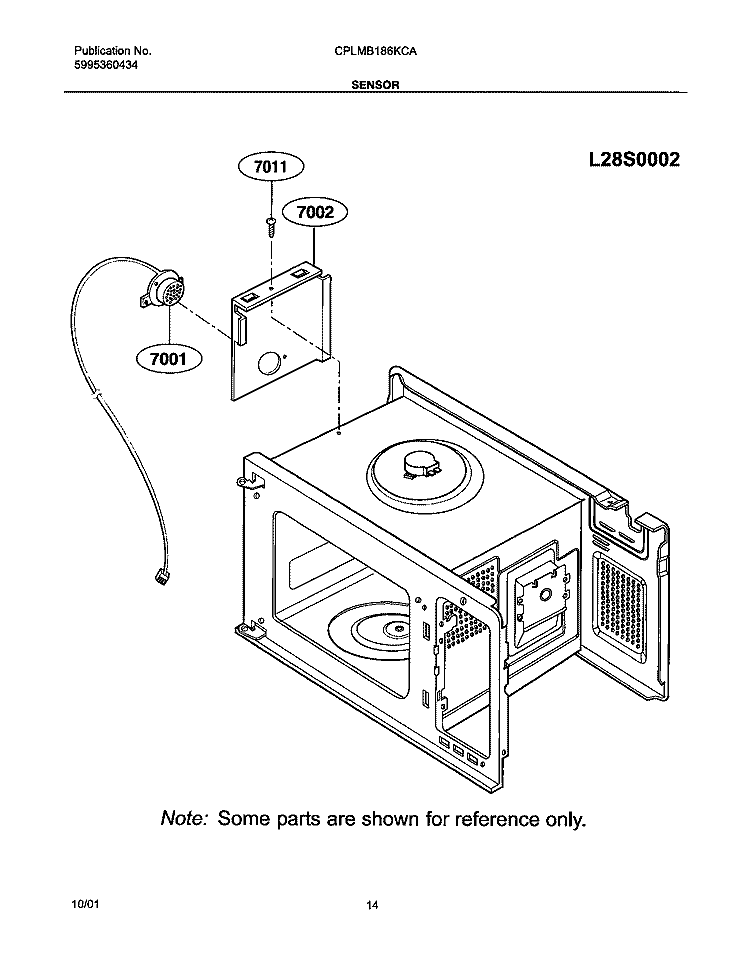 SENSOR Diagram and Parts List for CPLMB186KCA  Frigidaire Microwave