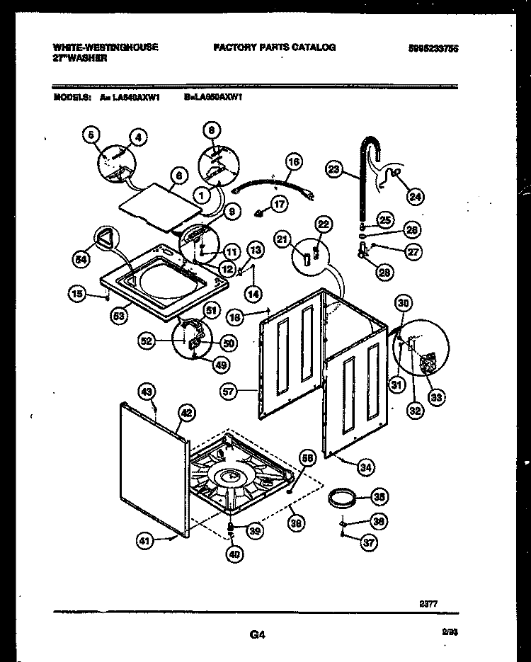 CABINET PARTS Diagram and Parts List for LA640AXW1  Frigidaire Washer