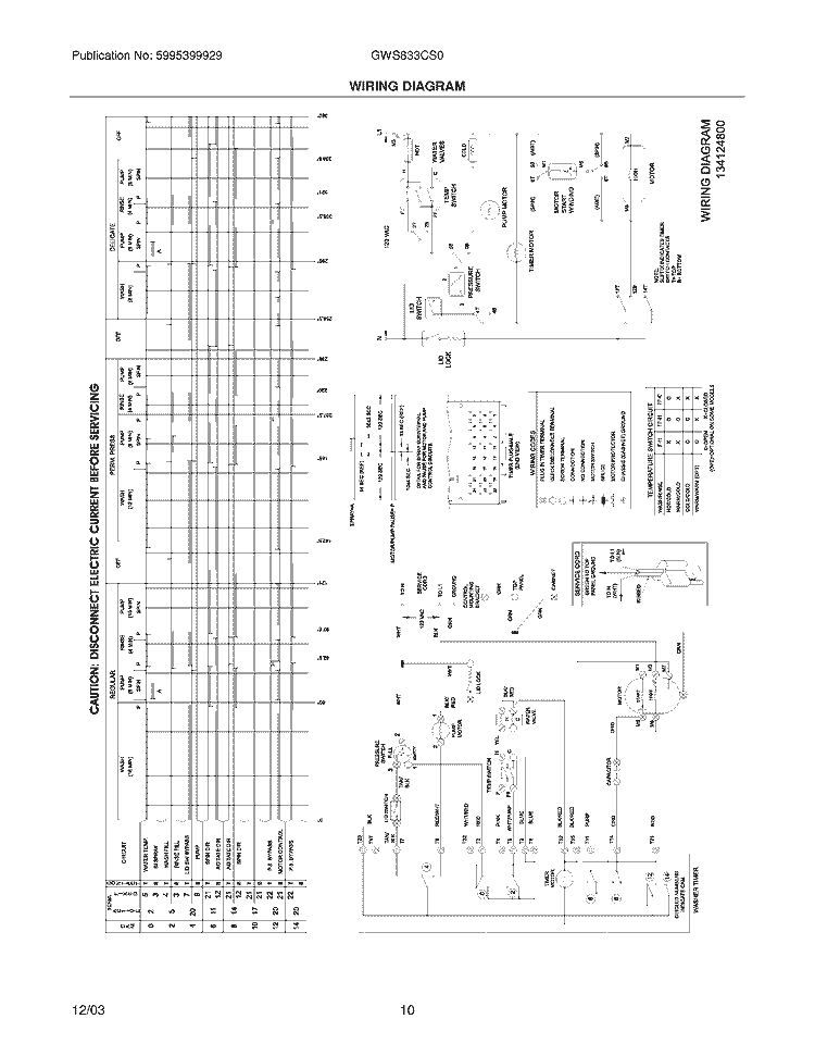 WIRING DIAGRAM Diagram and Parts List for GWS833CS0  Gibson Washer