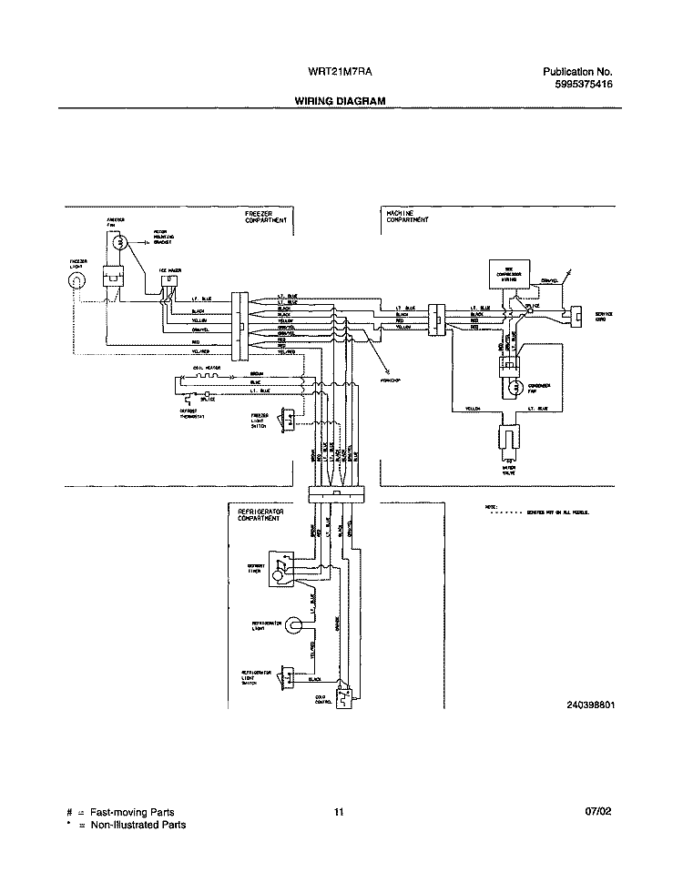 WIRING DIAGRAM Diagram and Parts List for WRT21MR7AS3  Westinghouse Refrigerator