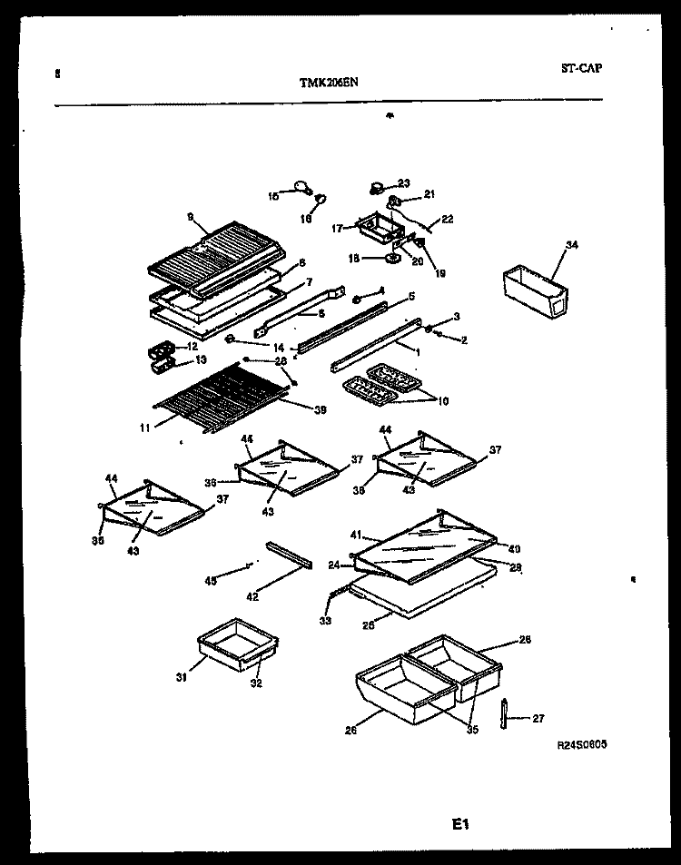 SHELVES AND SUPPORT Diagram and Parts List for TMK206EN3D  Kelvinator Refrigerator