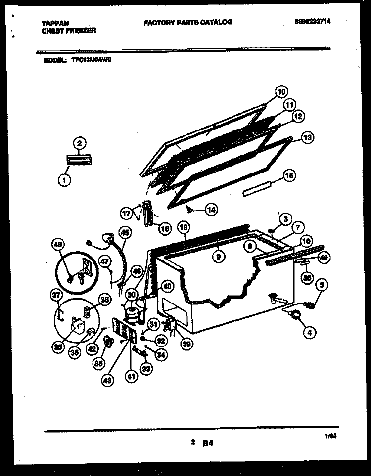 CHEST FREEZER PARTS Diagram and Parts List for TFC13M0AW0  Tappan Freezer
