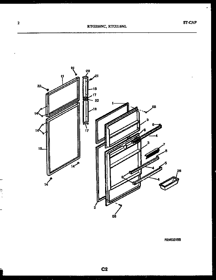 DOOR PARTS Diagram and Parts List for RTG216NCD1  Frigidaire Refrigerator
