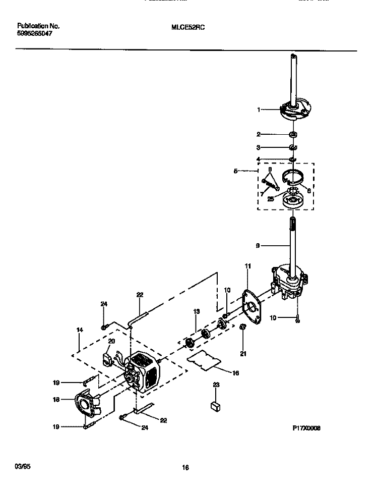 WASHER - MOTOR Diagram and Parts List for MLCE52RCS1  Frigidaire Washer