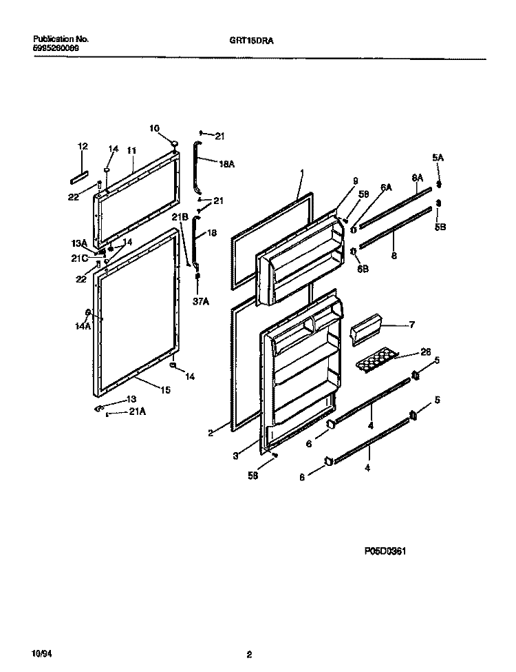 DOOR SECTION Diagram and Parts List for GRT15DRAD2  Gibson Refrigerator